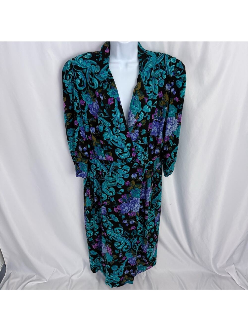 Vtg. Stuart Alan Floral Midi Dress Size 16
